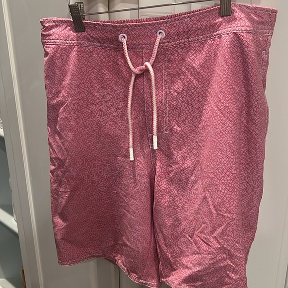 Johnnie-O 7” Pink and Blue Drawstring Swim Trunks Large - Picture 2 of 7